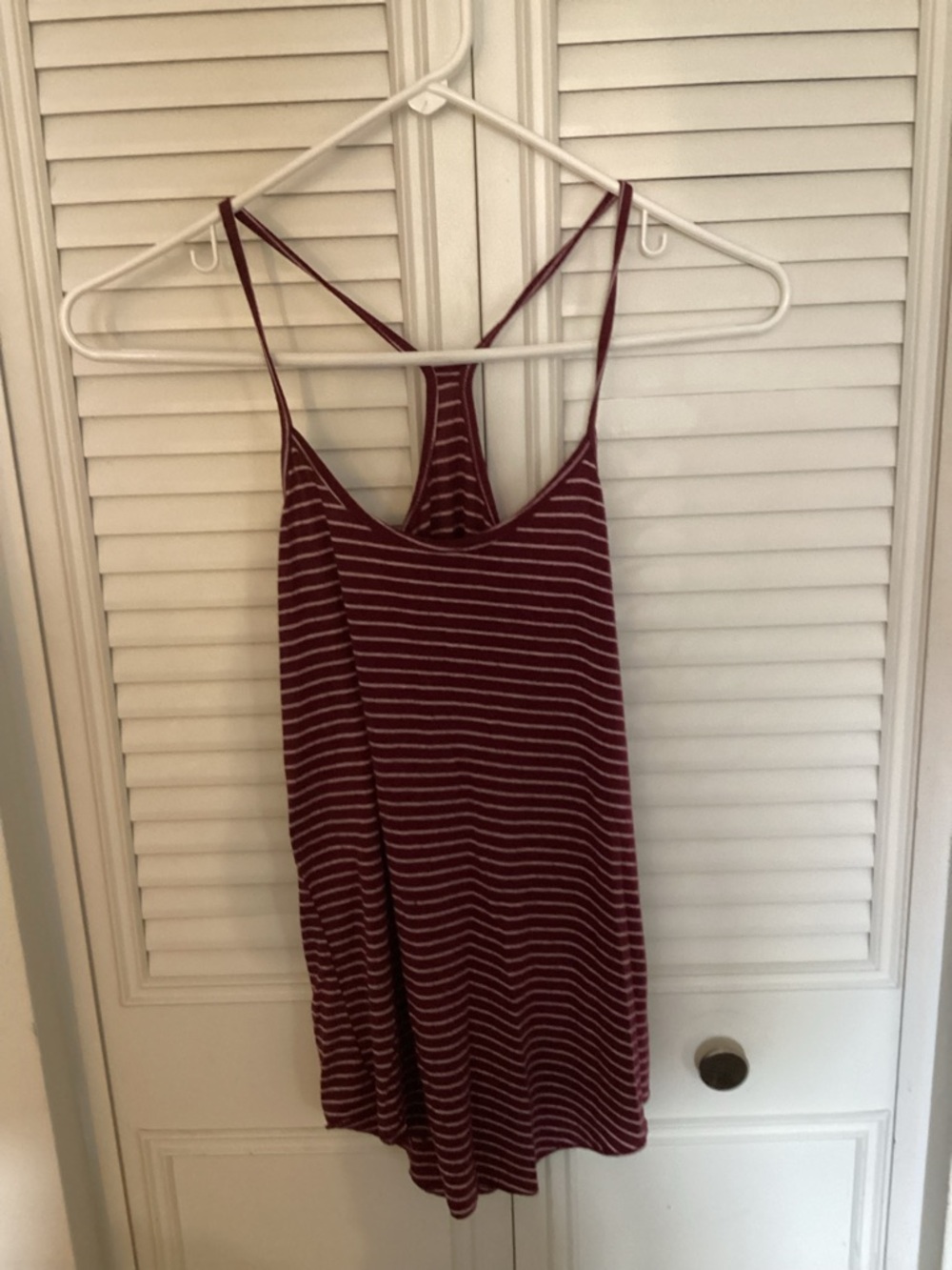 Mudd Burgundy and White Striped Racerback Tank